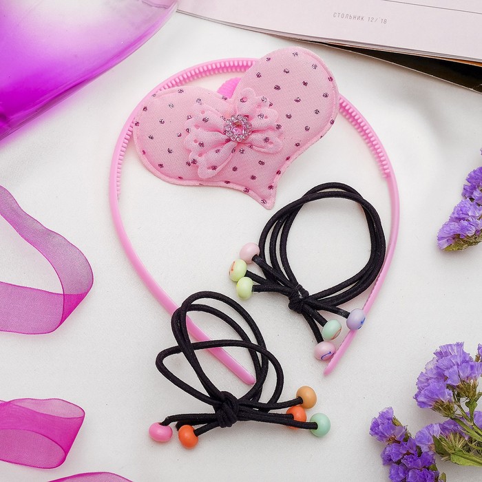 Набор для волос "Анастасия" (3 резинки, 1 ободок) сердечко