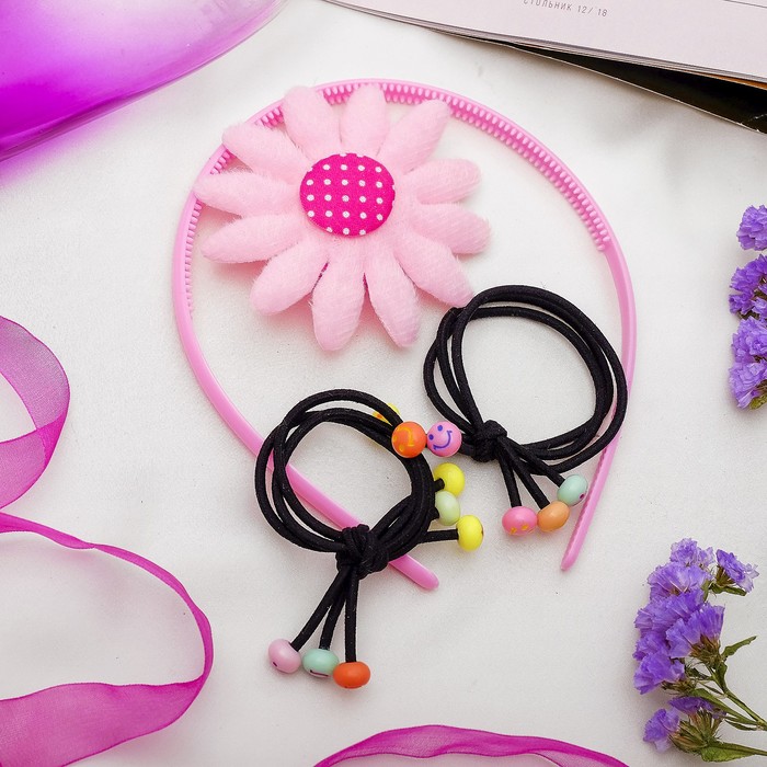 Набор для волос "Анастасия" (3 резинки, 1 ободок) ромашка