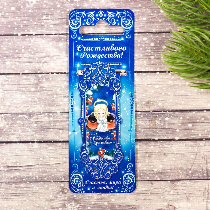 Закладка на магните «Ангелок со снегирями», 3 х 8 см