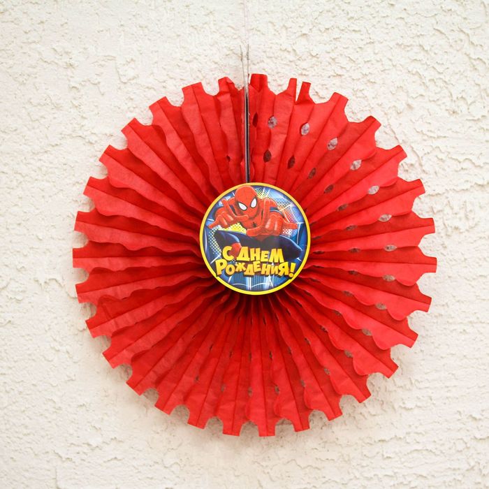 Подвеска бумажная "С Днем Рождения" Человек-паук, 30 см