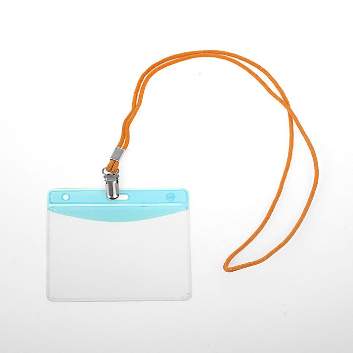 Шнур для бейджа ширина-2мм, длина-80см с металлической прищепкой ОРАНЖЕВЫЙ