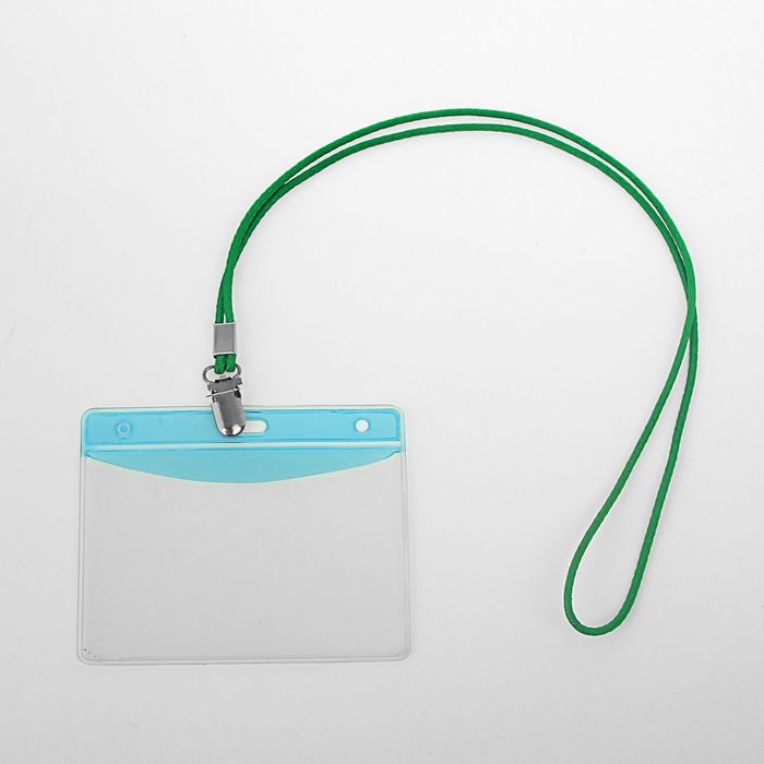 Шнур для бейджа ширина-2мм, длина-80см с металлической прищепкой ЗЕЛЕНЫЙ