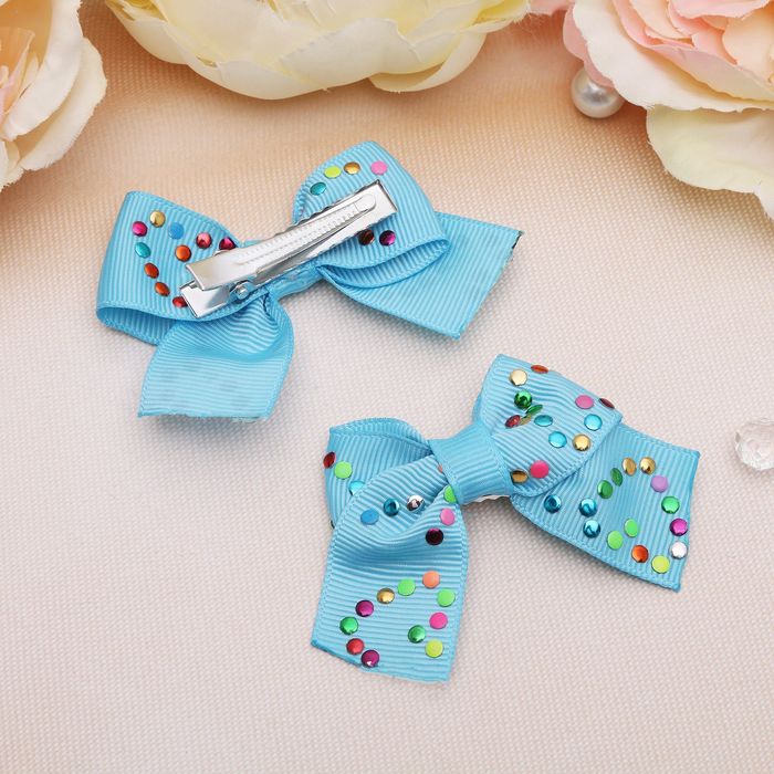 Зажим для волос "Бантик" 6 см цветные капельки