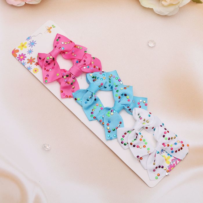 Зажим для волос "Бантик" 6 см цветные капельки