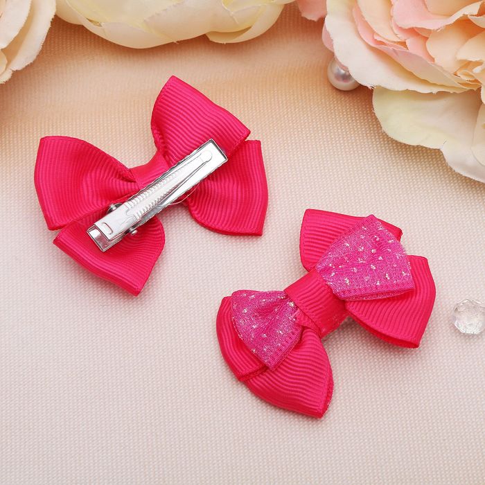 Зажим для волос "Бантик" 6 см двойной шифон