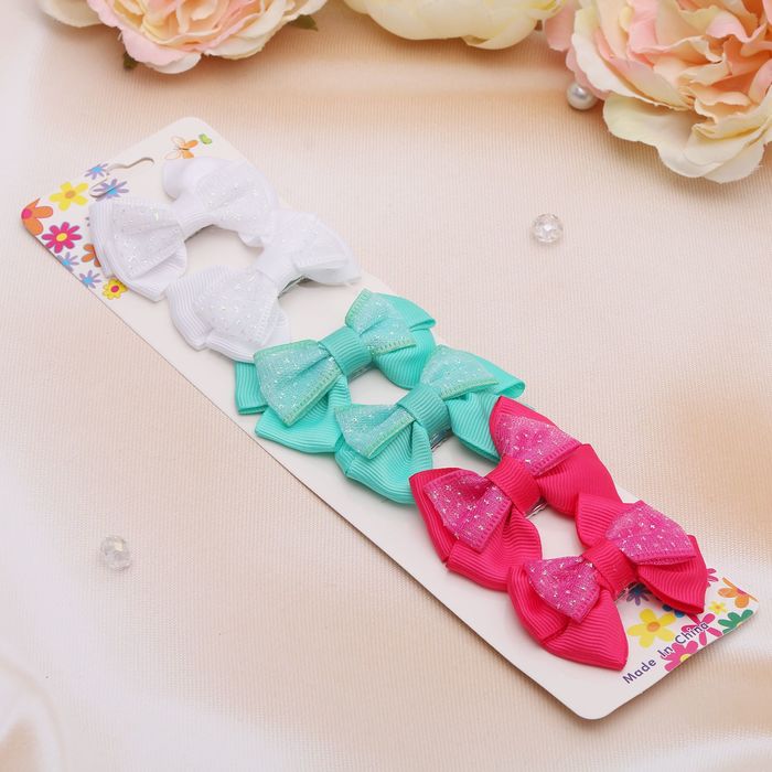 Зажим для волос "Бантик" 6 см двойной шифон