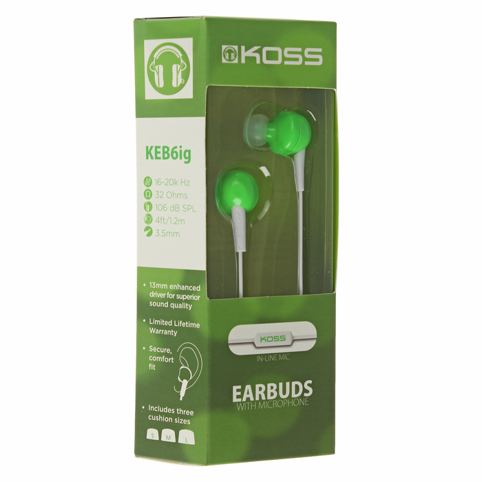 Гарнитура KOSS KEB6i G Green, зеленые