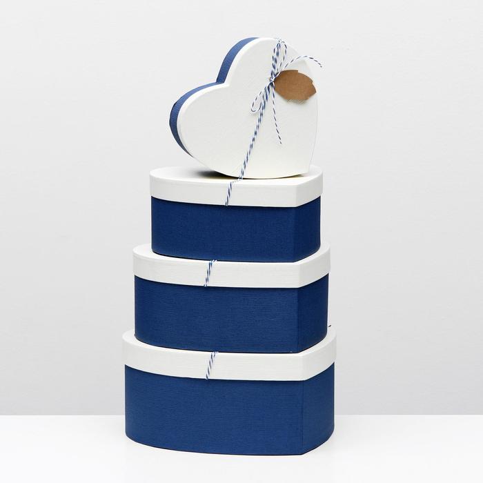 Набор коробок 4в1, синий, 29 х 26 х 13 - 19 х 17 х 8 см