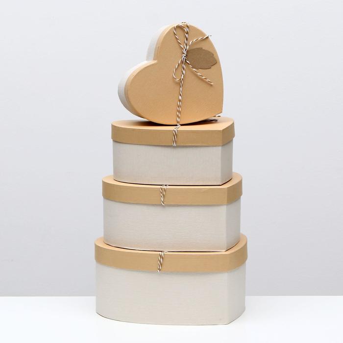 Набор коробок 4в1, бежевый, 29 х 26 х 13 - 19 х 17 х 8 см