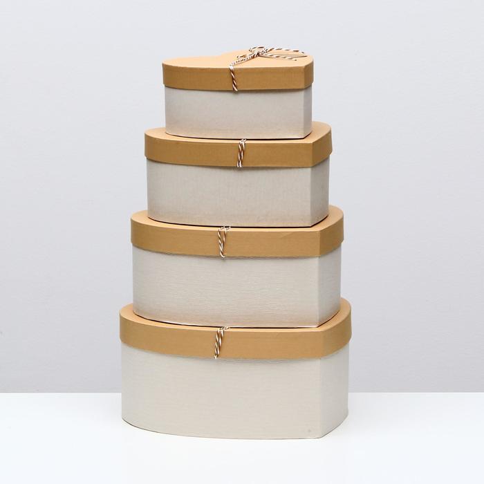 Набор коробок 4в1, бежевый, 29 х 26 х 13 - 19 х 17 х 8 см