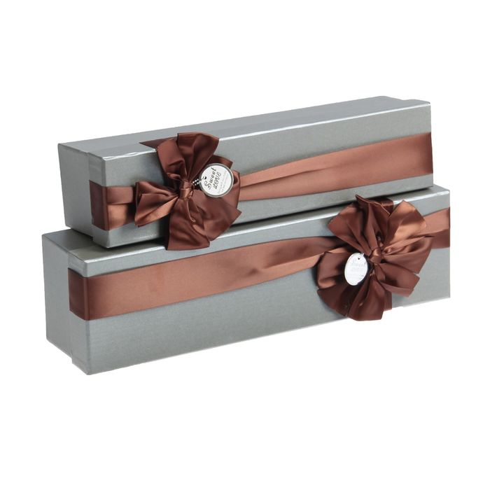 Набор коробок 2в1, серебристый, 37 х 10,5 х 9,5 - 33,5 х 8 х 8 см