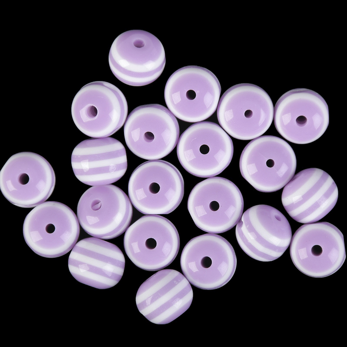 Бусины "Zlatka" акрил STR-12 12мм  набор 50±2шт (22 сиренево-белый)