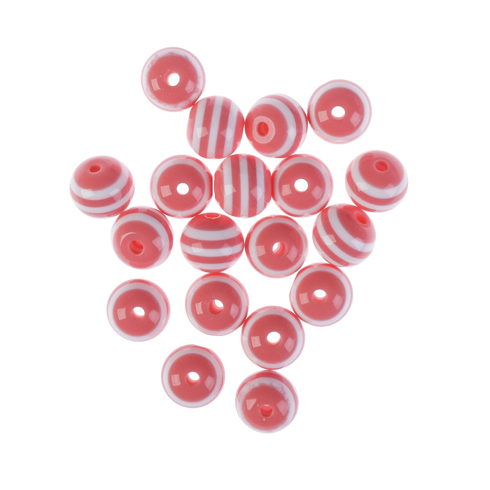 Бусины "Zlatka" акрил STR-12 12мм  набор 50±2шт (23 розово-белый)