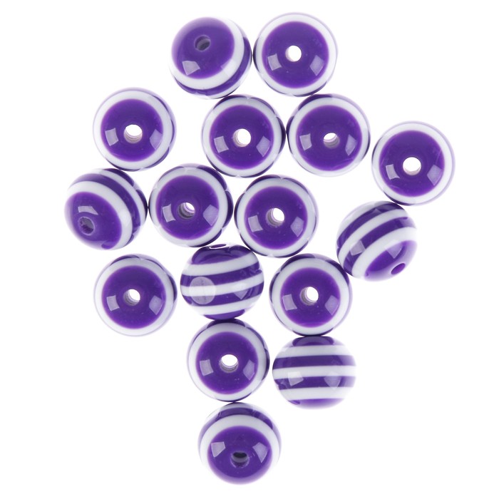 Бусины "Zlatka" акрил STR-12 12мм  набор 50±2шт (25 фиолетово-белый)
