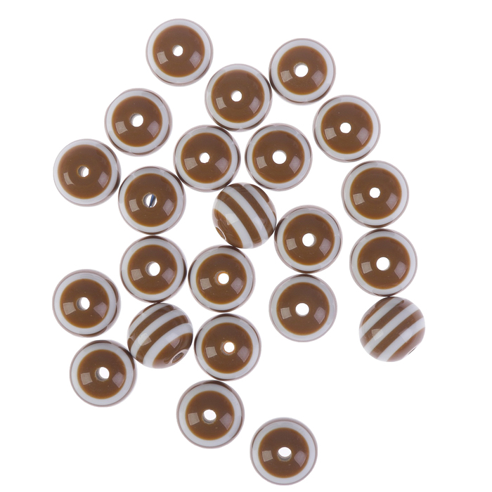 Бусины "Zlatka" акрил STR-12 12мм  набор 50±2шт (28 коричнево-белый)