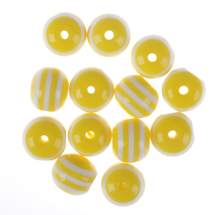 Бусины "Zlatka" акрил STR-12 12мм  набор 50±2шт (29 желто-белый)