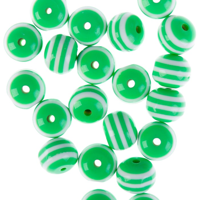 Бусины "Zlatka" акрил STR-12 12мм  набор 50±2шт (31 салатово-белый)