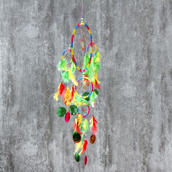 Ловец снов "Паутинка радуга" круги-ракушки d=16/8/5 см