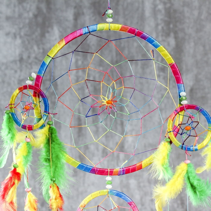 Ловец снов "Паутинка радуга" круги-ракушки d=16/8/5 см