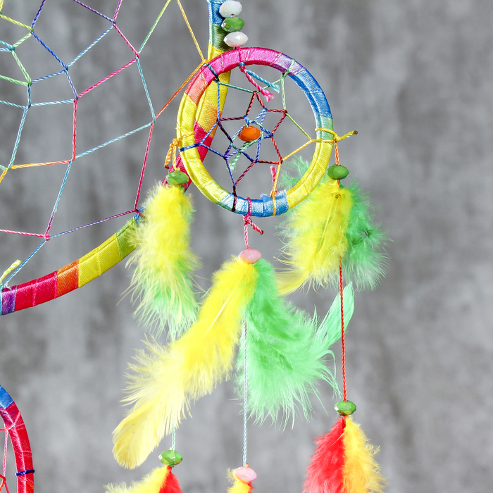 Ловец снов "Паутинка радуга" круги-ракушки d=16/8/5 см