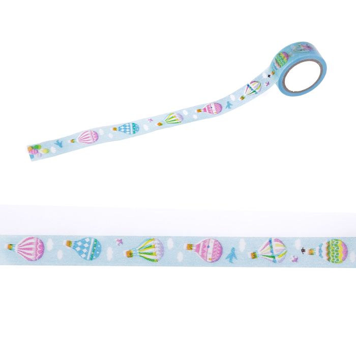 Клейкая лента декоративная бумажная "Воздушный шар" ширина 1,5 см, длина 5 м