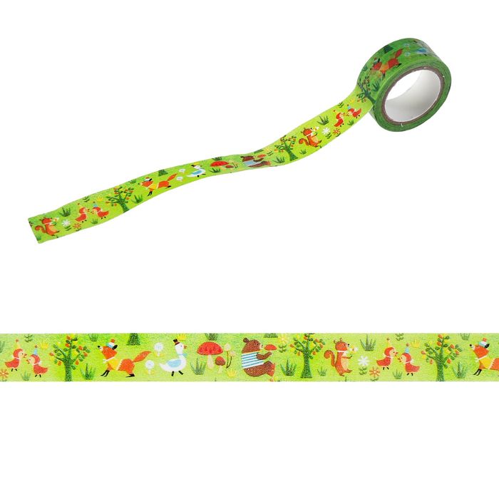 Клейкая лента декоративная бумажная "Лисичка" ширина 1,5 см, длина 5 м