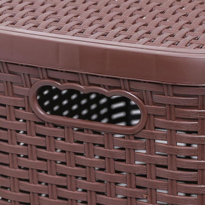 Корзина для белья 40 л с крышкой и иллюминатором "Ротанг", цвет коричневый