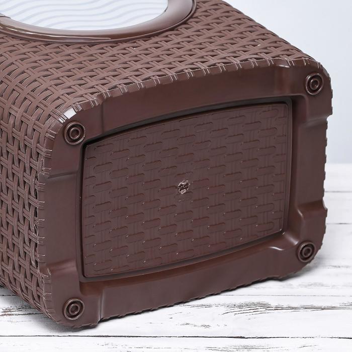 Корзина для белья 40 л с крышкой и иллюминатором "Ротанг", цвет коричневый