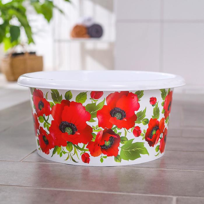 Таз 10 л &quot;Красные маки&quot;