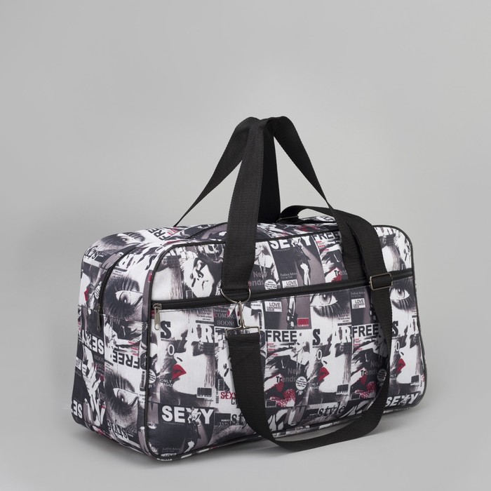Сумка дорожная, принт/чёрный