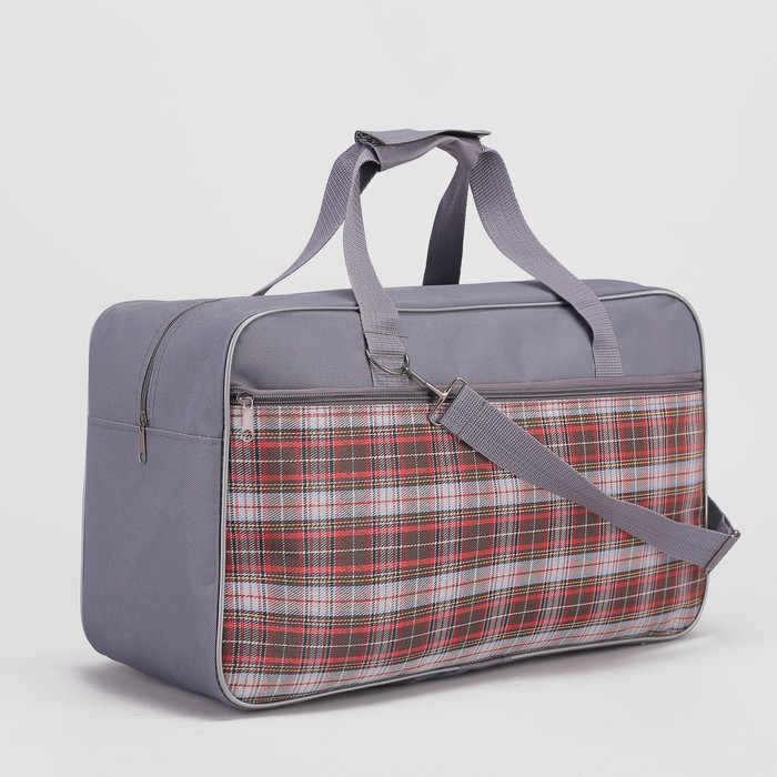 Сумка дорожная "Клетка", цвет серый