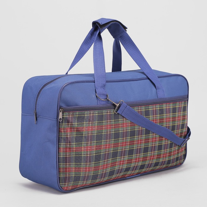 Сумка дорожная "Клетка", цвет синий