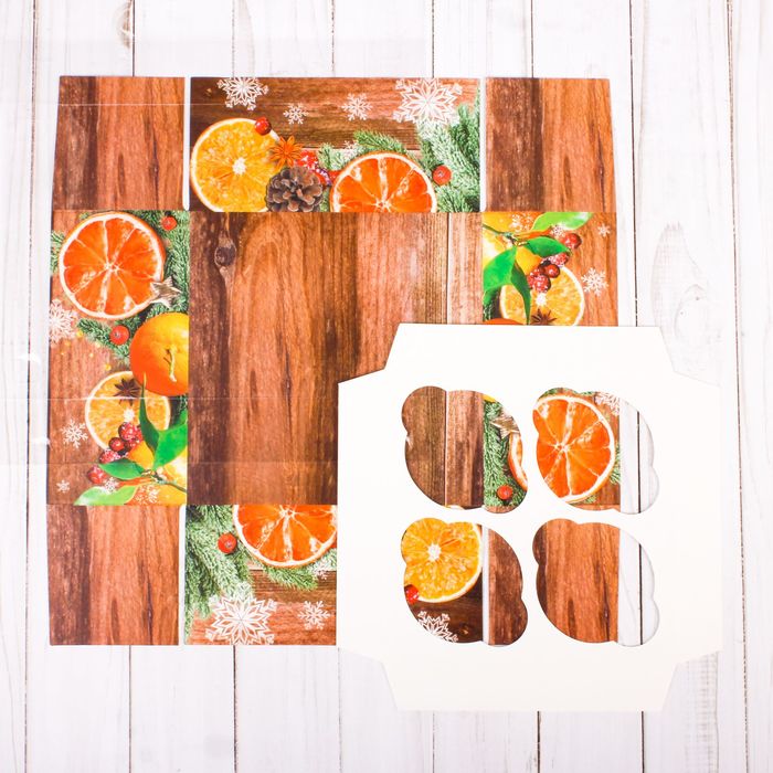 Коробка для капкейка «Теплота зимы», 16 х 16 х 7,5 см