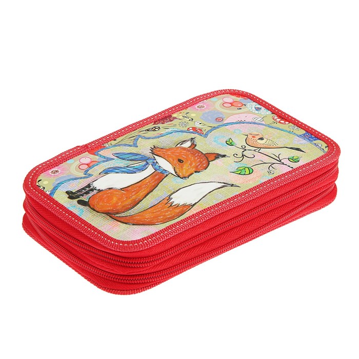 Пенал 2 секции 120*205 лам.карт П26/2 дев "Лисичка на поляне" 61П26/2 блест объем 2621015