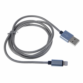 

Кабель Qumann, Lightning - USB, металлическая оплётка, 2.4 А, 1 м, цвет серебро
