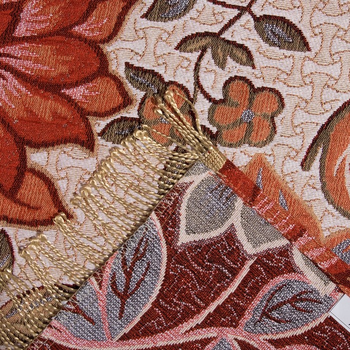 Накидка на кресло "Этель" Роскошь бордовый 70х160 см с бахромой