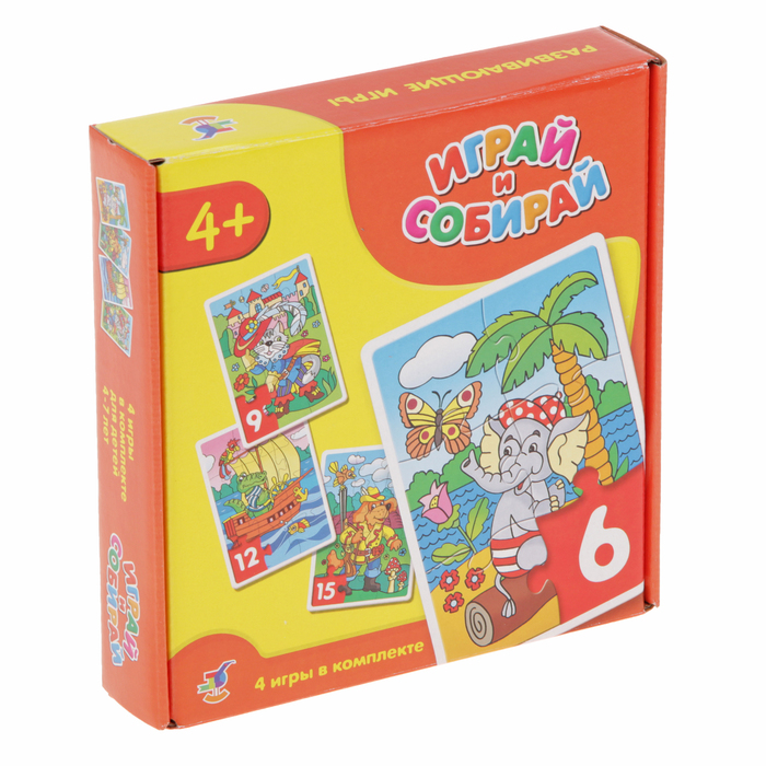 Пазлы "Играй и собирай", 6/9/12/15 элементов