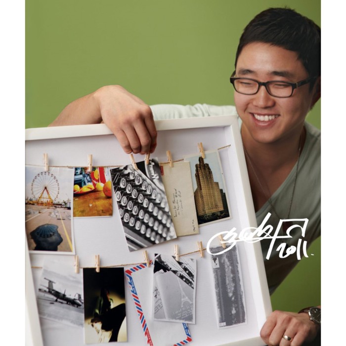 Панно с зажимами для 12 фотографий Clothesline белое