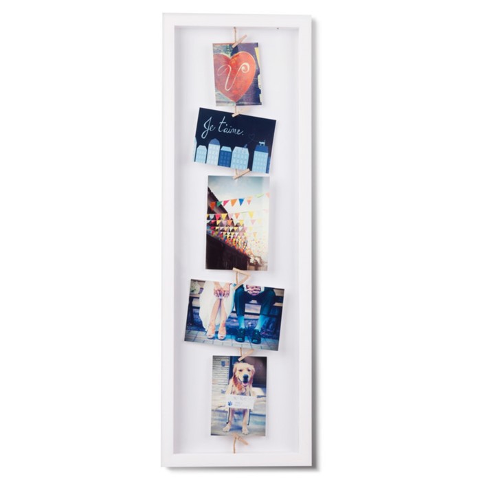 Панно с зажимами для 7 фото Clothesline белое