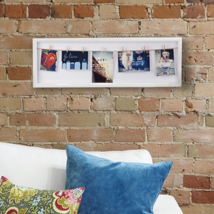 Панно с зажимами для 7 фото Clothesline белое