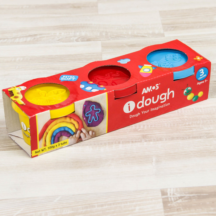 Тесто для лепки в баночках, 3 цвета