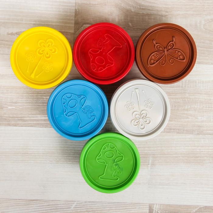 Тесто для лепки в баночках, 6 цветов