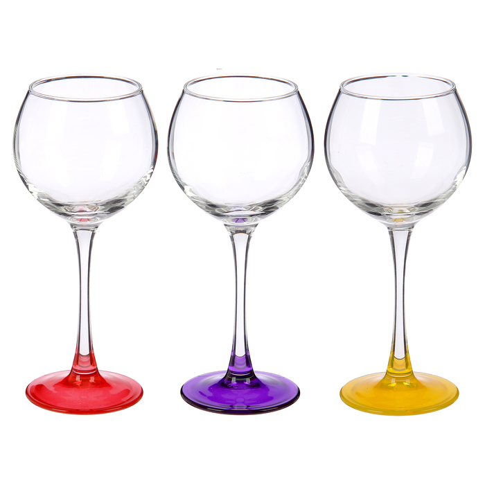 Набор бокалов для вина 280 мл "Эдем", 3 шт, цвет МИКС