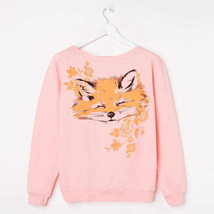 Толстовка женская KAFTAN "Рыжая лиса", роз, р-р 42-44, 100% хлопок
