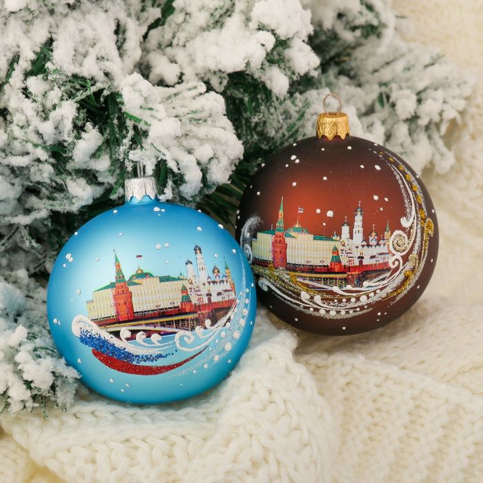 Шар новогодний "Кремль" d-8 см, микс