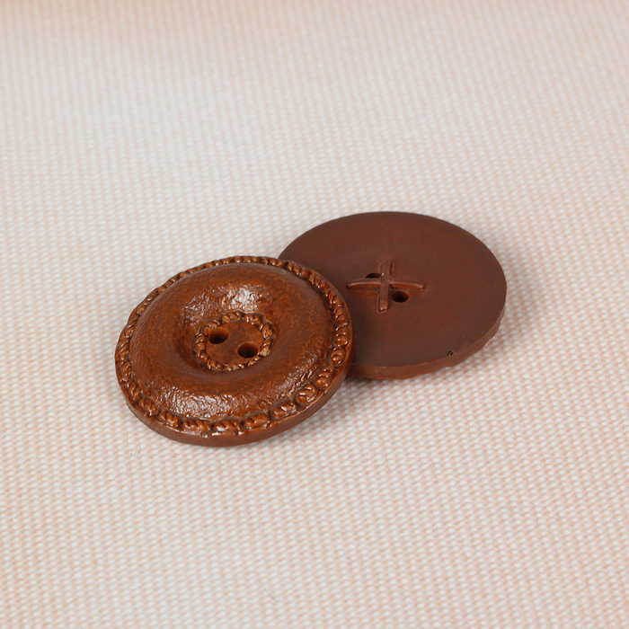 Пуговица, на 2 прокола, 25мм, цвет коричневый