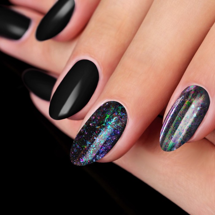 Хлопья Юки "Хамелеон" для декора ногтей, 1гр, с аппликатором, цвет бирюзовый