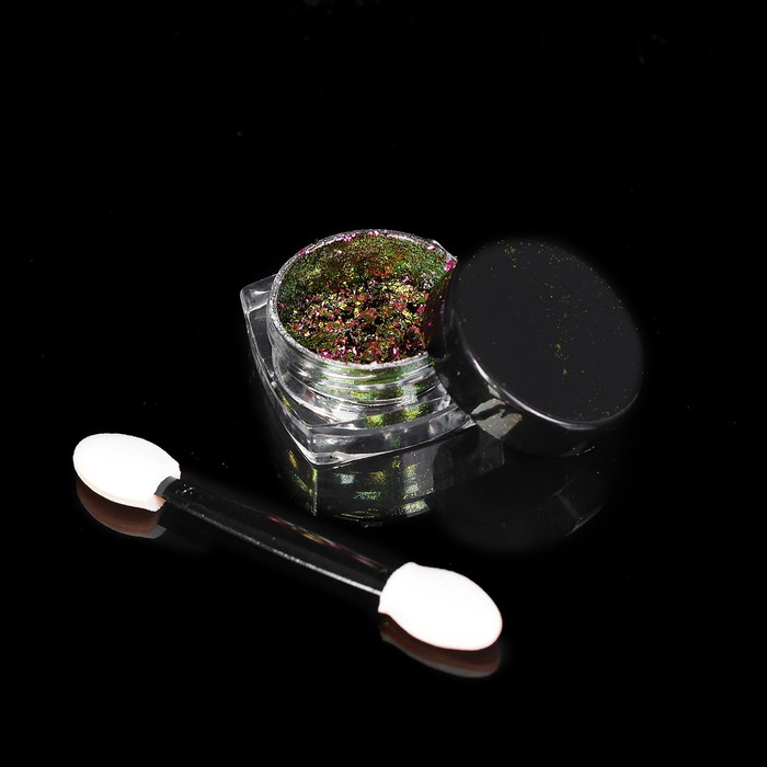 Хлопья Юки "Хамелеон" для декора ногтей, 1гр, с аппликатором, цвет малиновый