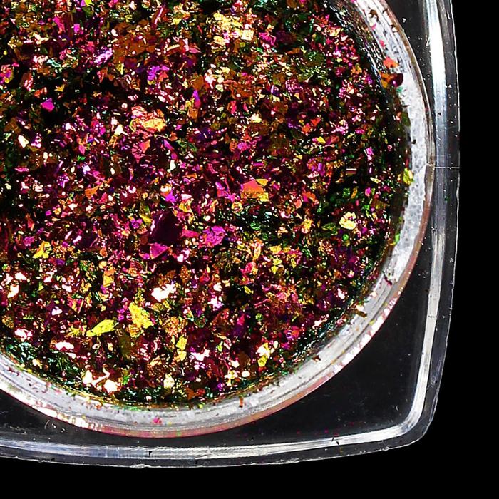 Хлопья Юки "Хамелеон" для декора ногтей, 1гр, с аппликатором, цвет малиновый