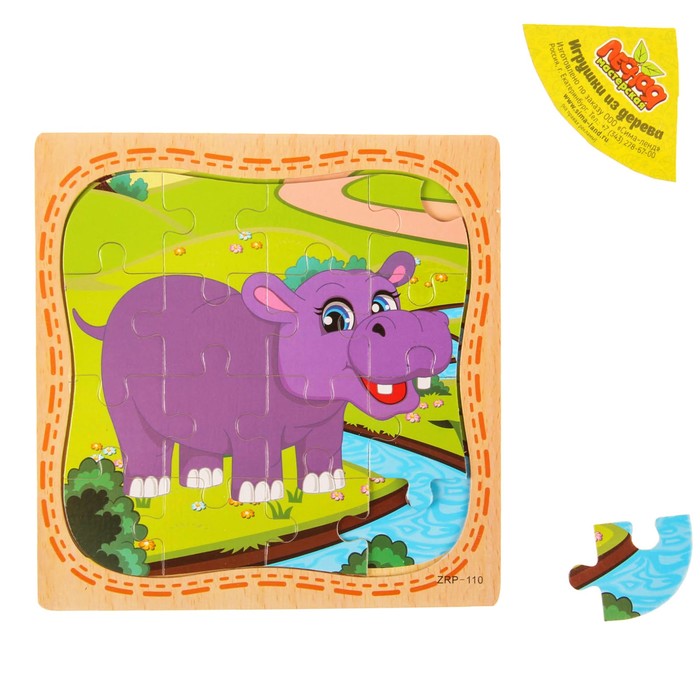 Пазл в рамке "Бегемот"